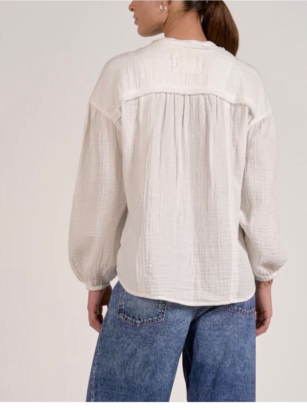NEW we the free/ free people Long Sleeve Gauze Button Up Top Size M - Picture 2 of 6